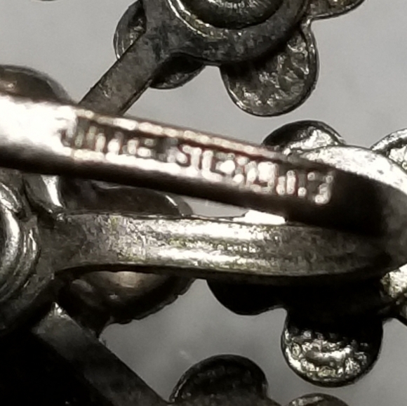 Vintage Sterling Silver & Turquoise Clip Earrings Signed - Picture 3 of 4